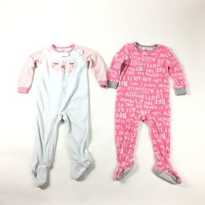 Lot of 2 Carters Toddler Girls Fleece One Piece